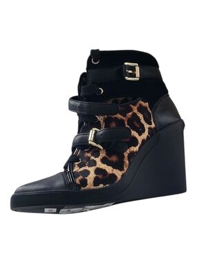 MICHAEL Michael Kors Leopard Print Wedge Bootie with Black Trim